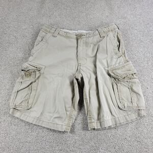 Aeropostale Cargo Shorts Mens 32 Cream Distressed Baggy Cotton Pockets Y2K